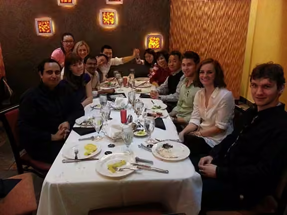 An earlier group dinner from the lab archive