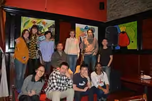 Group members at a social evening out